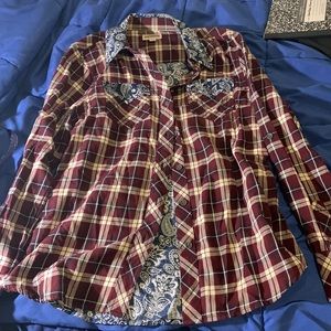 plaid/bandana themed long sleeve shirt